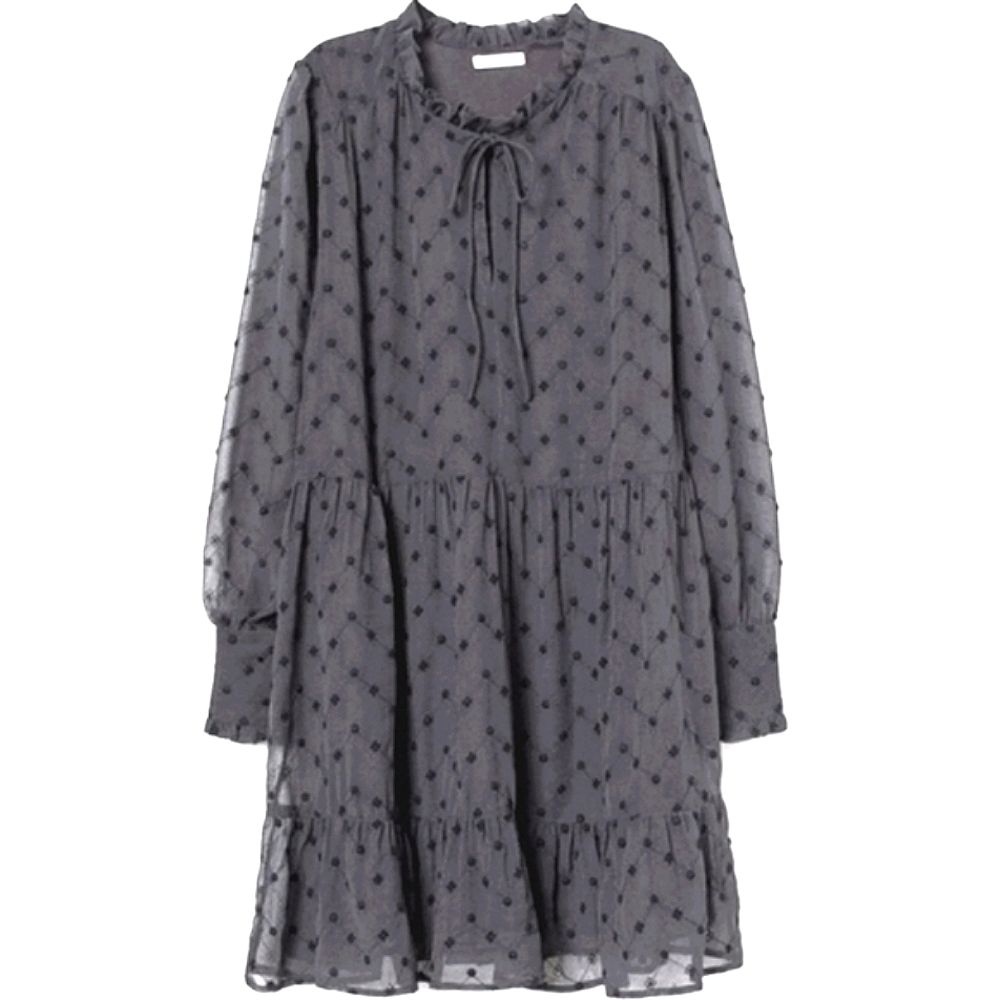 H&M Gray Long Sleeve Dress with Timeless Charm
